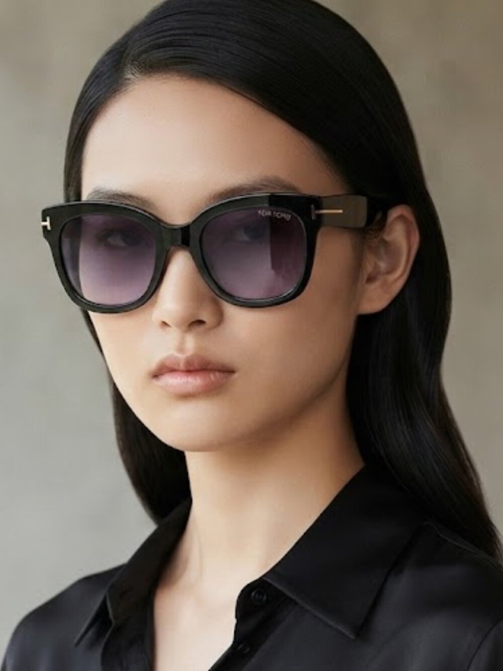 Tom Ford Black Oversized Cat-Eye Women's Sunglasses